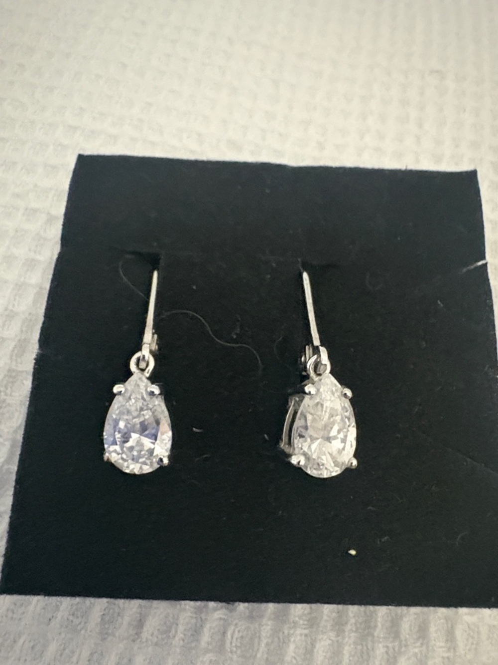 Sterling Silver Cubic Zirconia Drop Earrings - Clear 2kt total - Picture 4 of 4